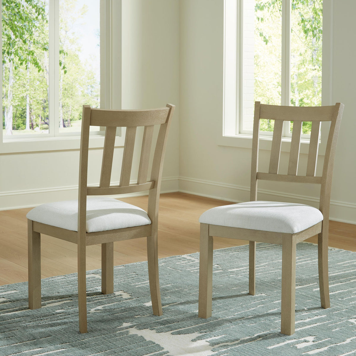 Calmoro - Dining Upholstered Side Chair (Set of 2) - Off White / Gray