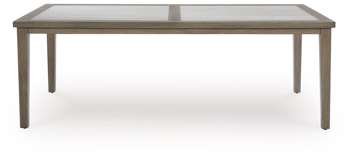 Rainier Ranch - Rectangle Dining Table With Umbrella Option - Brown / Beige