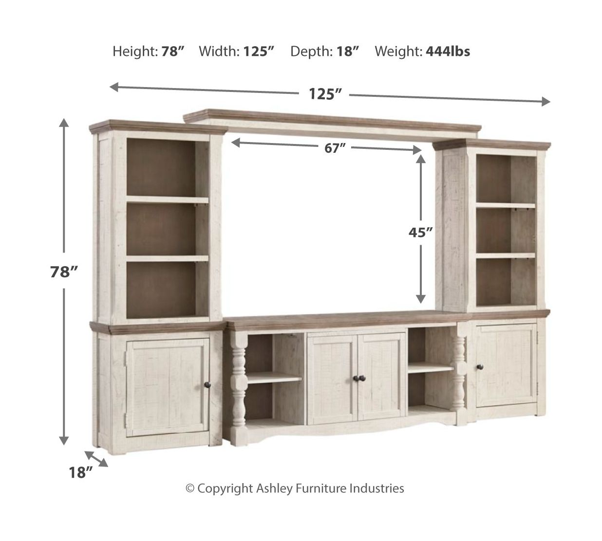 Havalance - 4 Pc. - Entertainment Center - 67" TV Stand - Brown / Beige