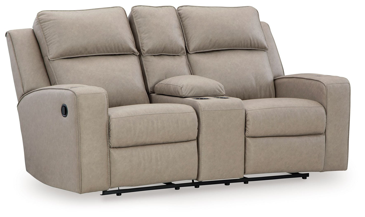 Lavenhorne - Dbl Rec Loveseat W/Console - Pebble