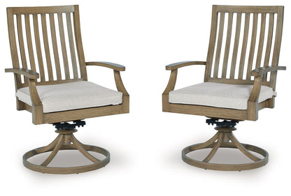 Rainier Ranch - Swivel Chair With Cushion (Set of 2) - Brown / Beige