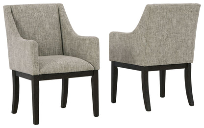 Burkhaus - Dining UPH Arm Chair (Set of 2) - Beige / Dark Brown