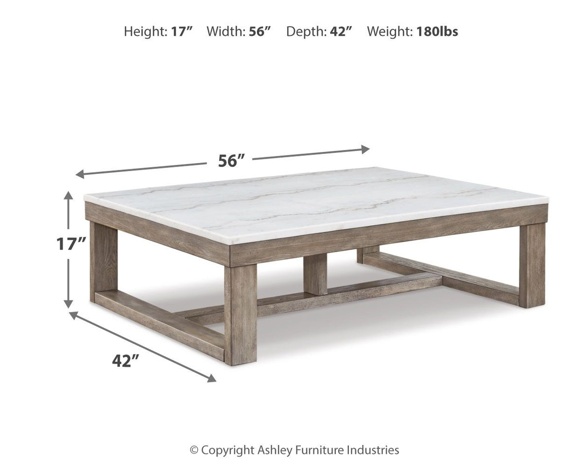 Loyaska - Rectangular Cocktail Table - Brown / Ivory