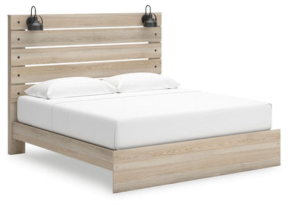 Senbry - King Panel Bed With Side Storage - Tan