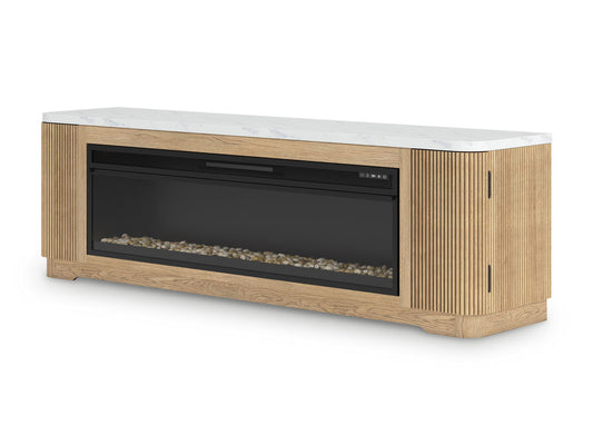 Camdill - 80" TV Stand With Electric Fireplace - Light Brown