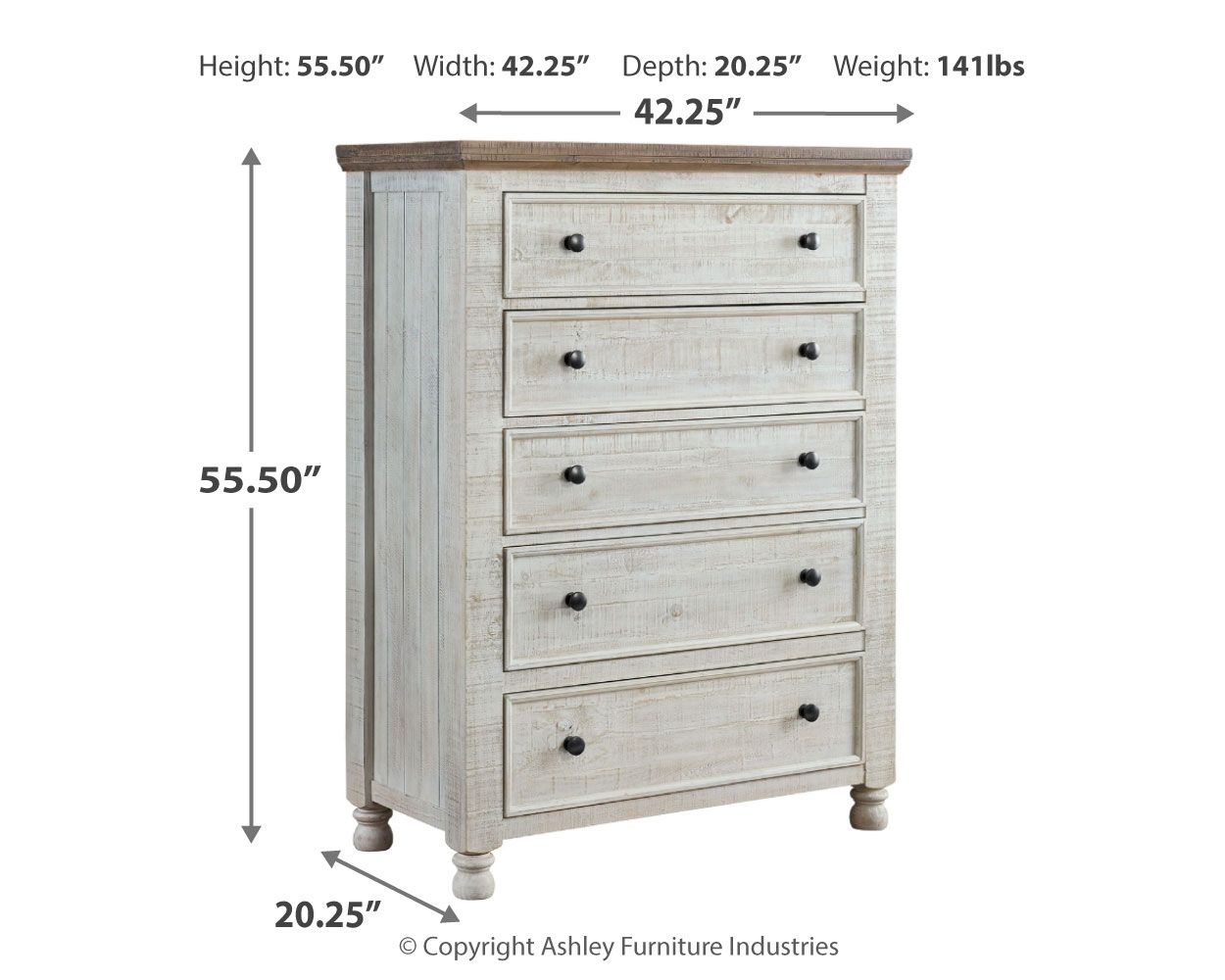 Havalance - Five Drawer Chest - White / Gray