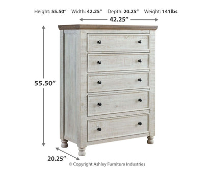 Havalance - Five Drawer Chest - White / Gray