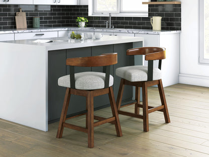 Ralene - Upholstered Swivel Barstool (Set of 2) - Medium Brown