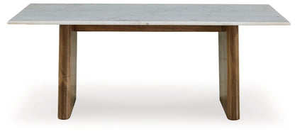 Isanti - Rectangular Cocktail Table - Light Brown / White