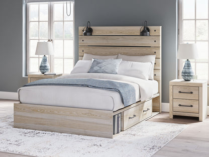 Senbry - Queen Panel Bed With Side Storage - Tan