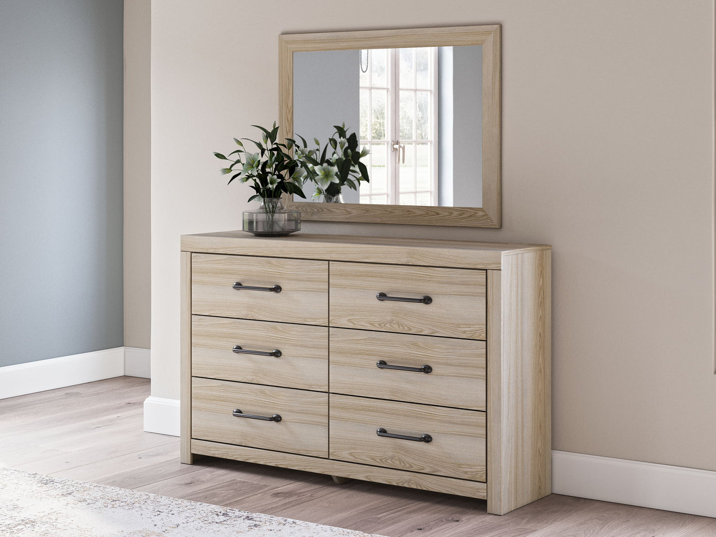 Senbry - Dresser And Mirror - Tan