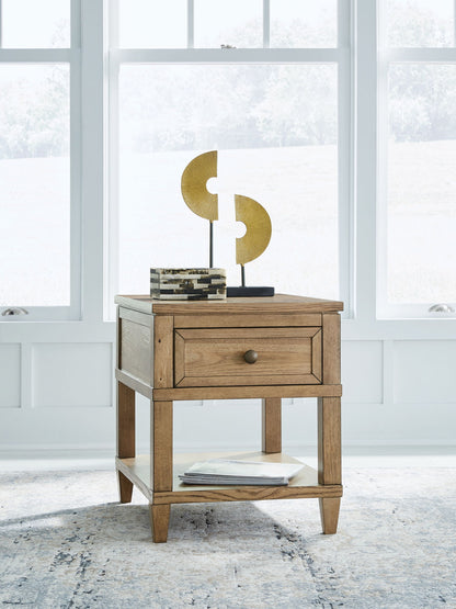 Sharlance - Rectangular End Table - Light Brown