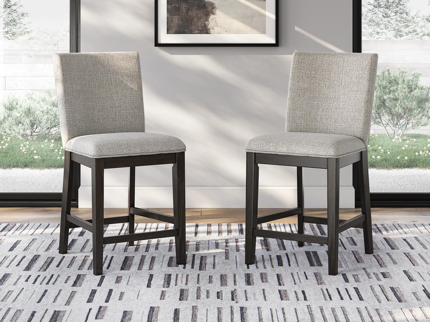 Neymorton - Upholstered Barstool (Set of 2) - Dark Grayish Brown