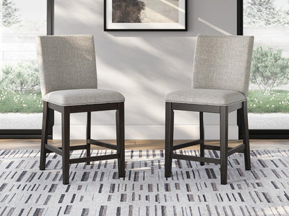 Neymorton - Upholstered Barstool (Set of 2) - Dark Grayish Brown