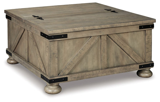 Aldwin - Cocktail Table With Storage - Square - Gray