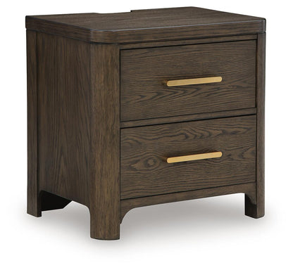 Radkin - Two Drawer Night Stand - Burnished Brown