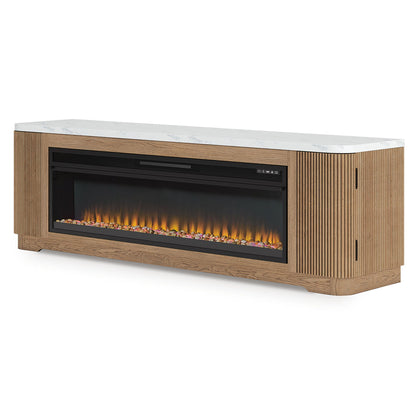 Camdill - 80" TV Stand With Electric Fireplace - Light Brown