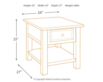 Tyler Creek - Rectangular End Table - Grayish Brown / Black