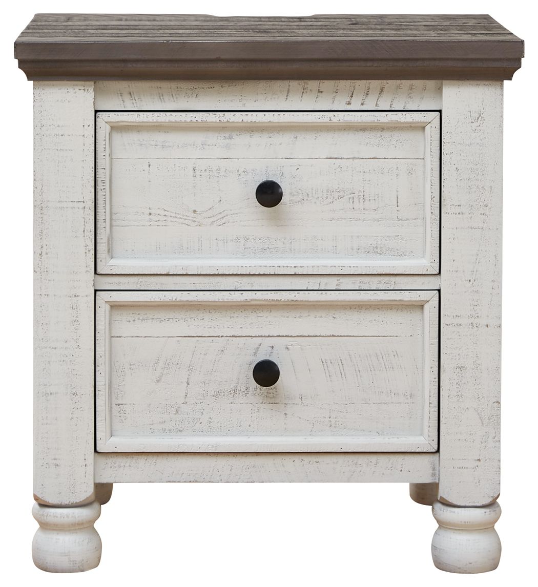 Havalance - Two Drawer Night Stand - White / Gray