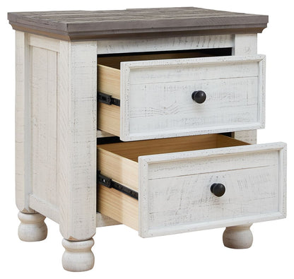 Havalance - Two Drawer Night Stand - White / Gray