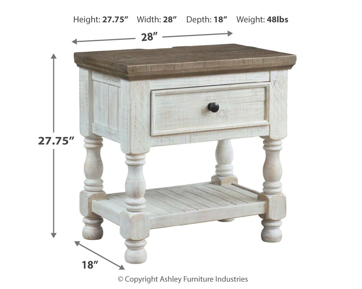 Havalance - One Drawer Night Stand - White / Gray