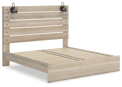Senbry - King Panel Bed With Side Storage - Tan