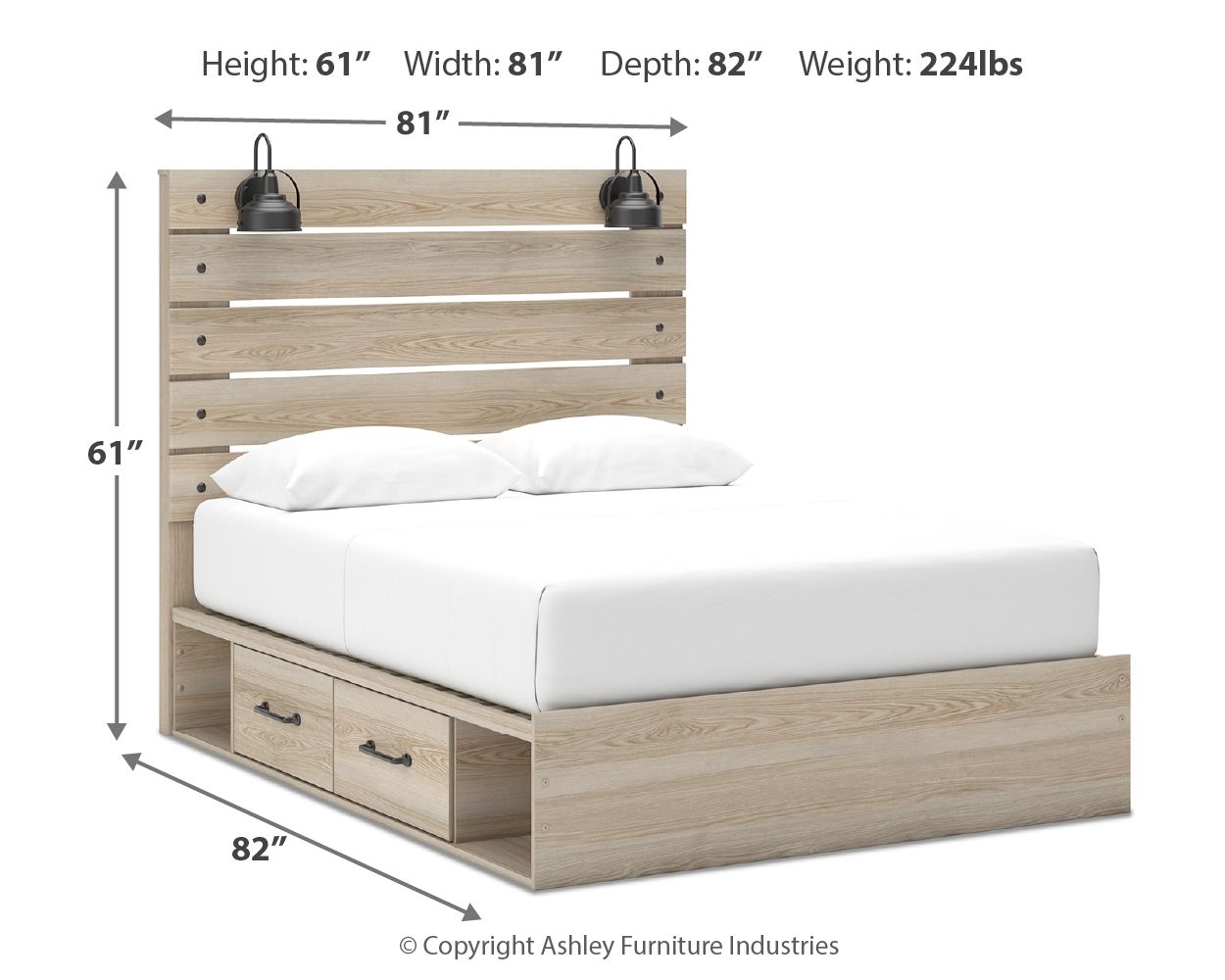 Senbry - Queen Panel Bed With Side Storage - Tan